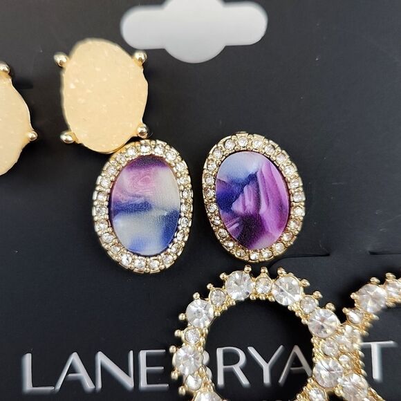 Lane Bryant 3 Pack of Faux Stone and Crystal Stud Earrings - Picture 4 of 6
